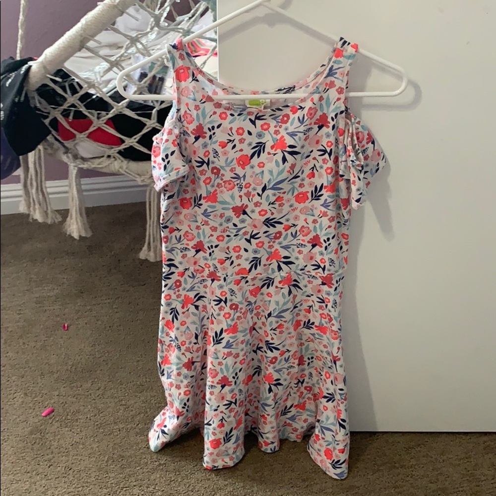 XL(14) flowers colorful cute comfy off the shoulde